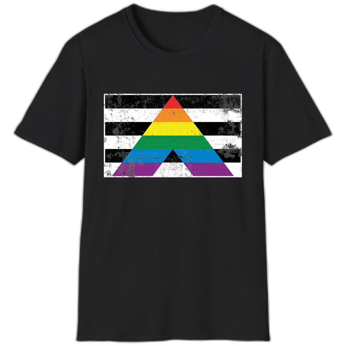 Rainbow Pride Pyramid T-Shirt in Black