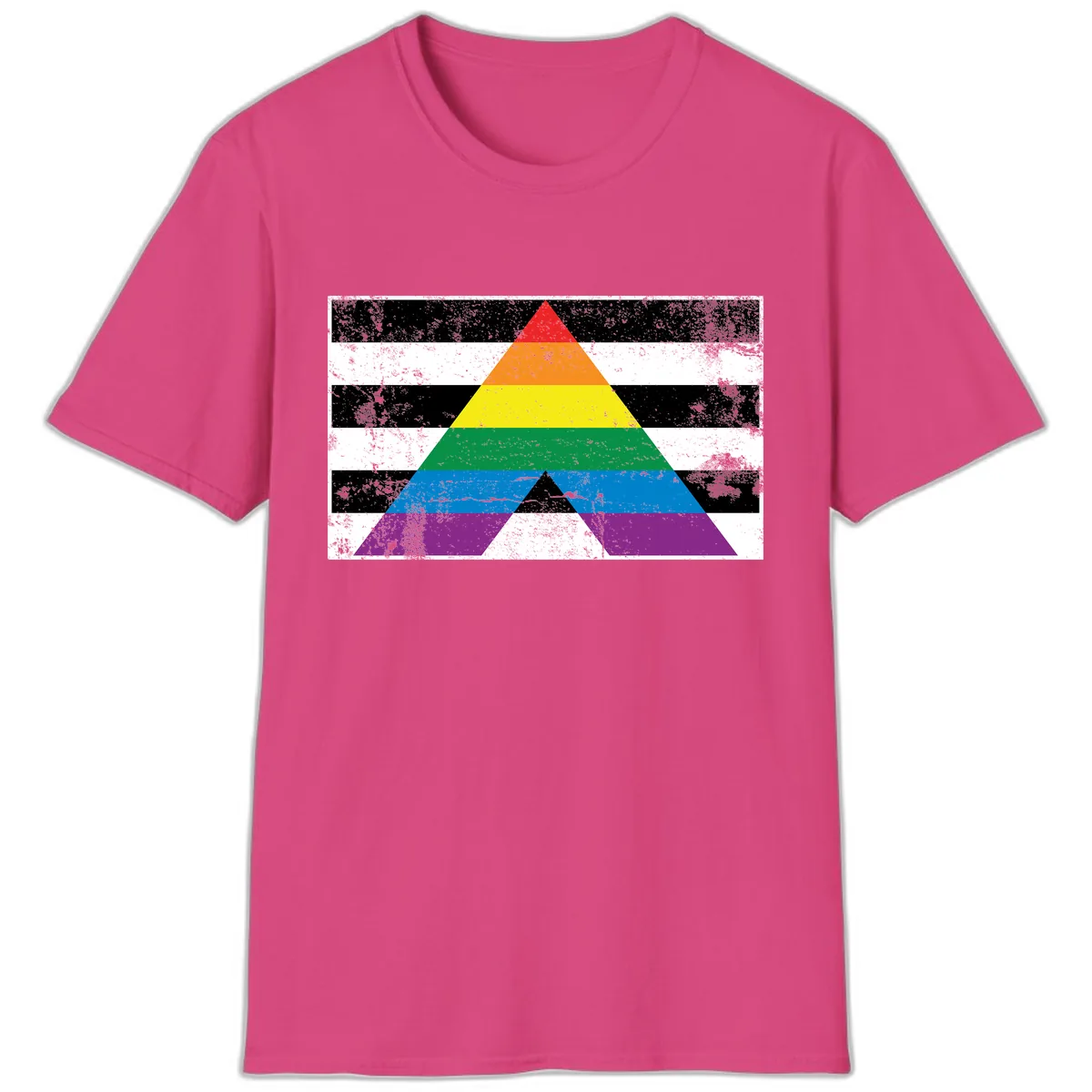 Rainbow Pride Pyramid T-Shirt in Heliconia