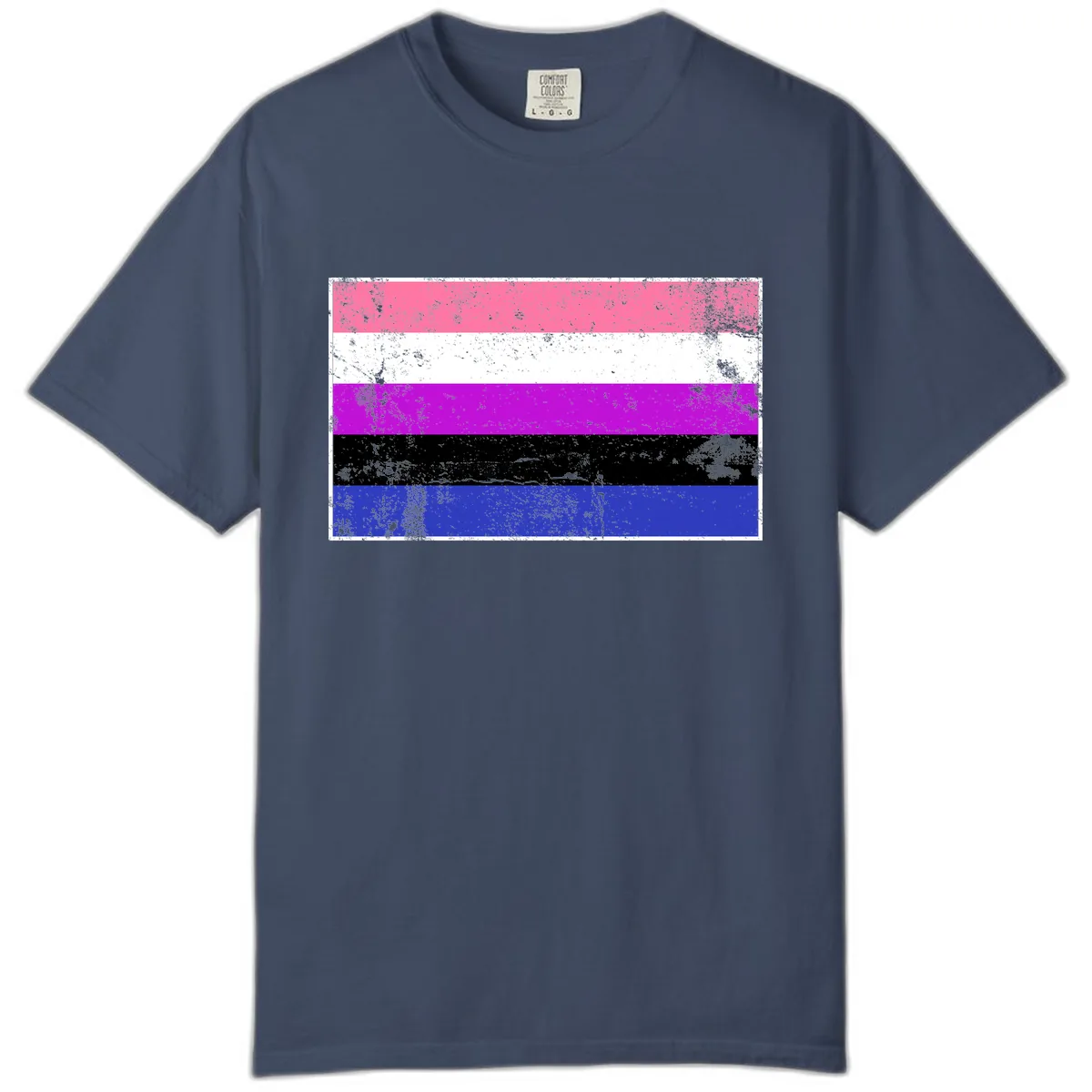 Genderqueer Pride Flag Grunge Comfort Color in Midnight