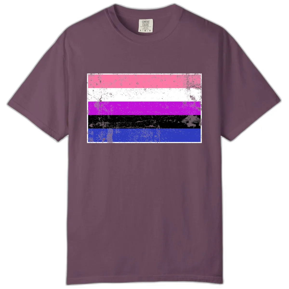 Genderqueer Pride Flag Grunge Comfort Color in Berry