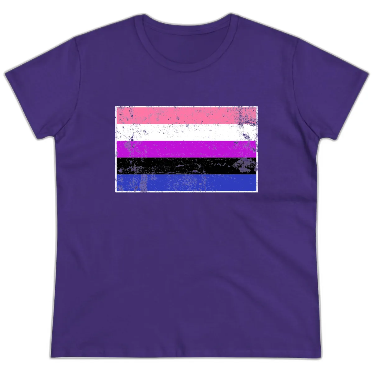 Genderqueer Pride Flag Grunge Ladies Tee in Purple