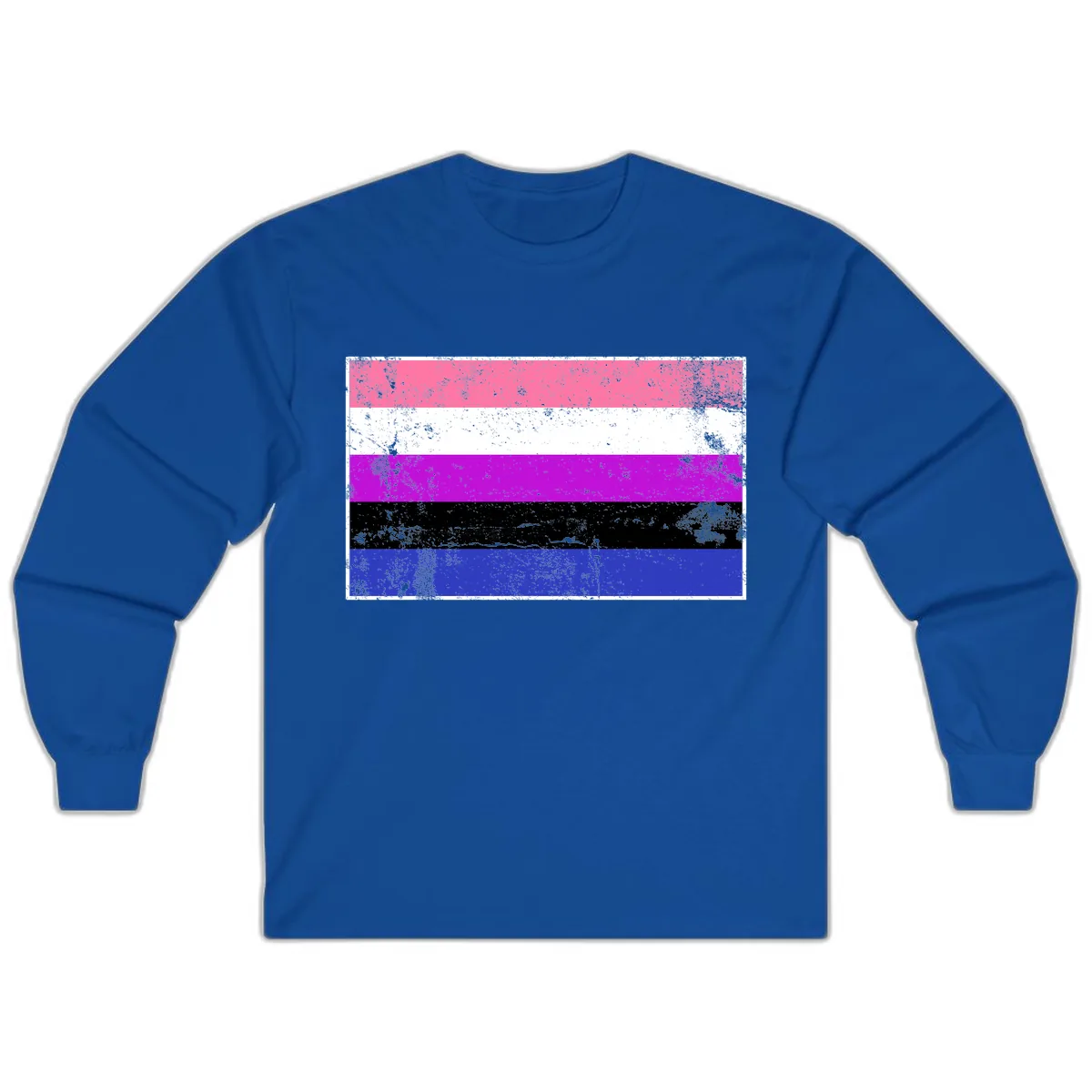 Genderqueer Pride Flag Grunge Long Sleeve in Royal