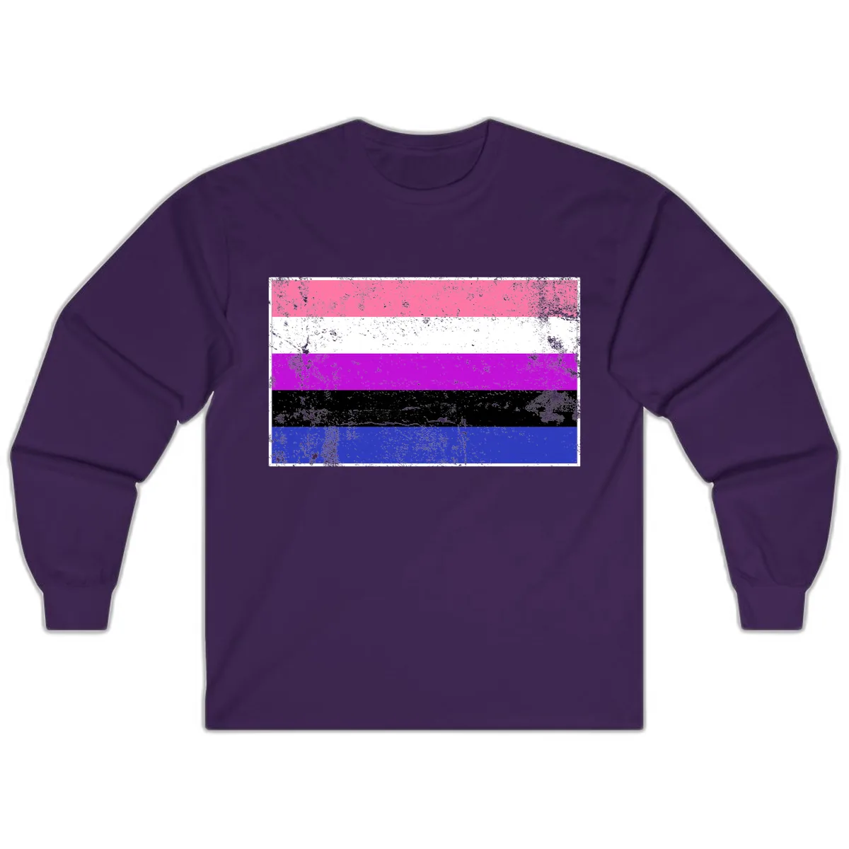 Genderqueer Pride Flag Grunge Long Sleeve in Purple