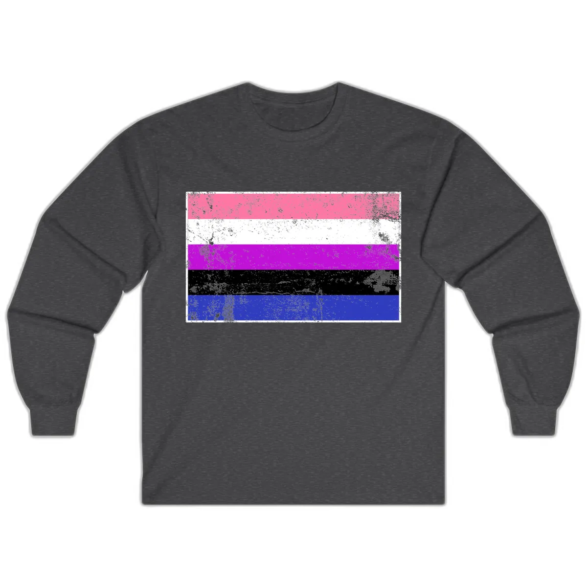Genderqueer Pride Flag Grunge Long Sleeve in Dark Heather