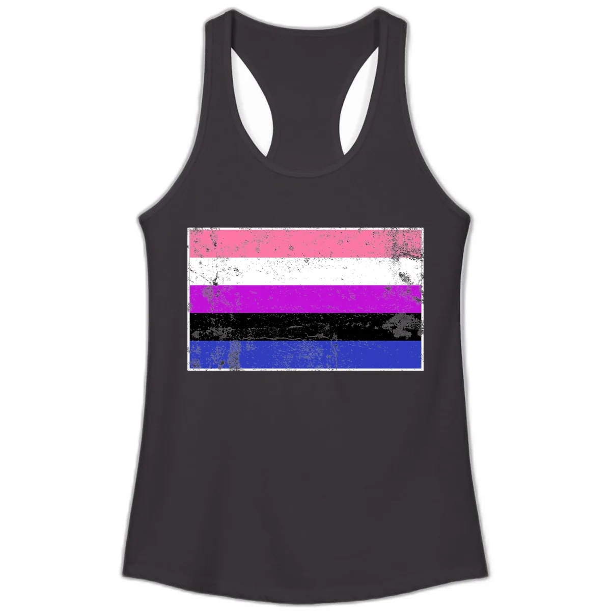 Genderqueer Pride Flag Grunge Ladies Tank in Black