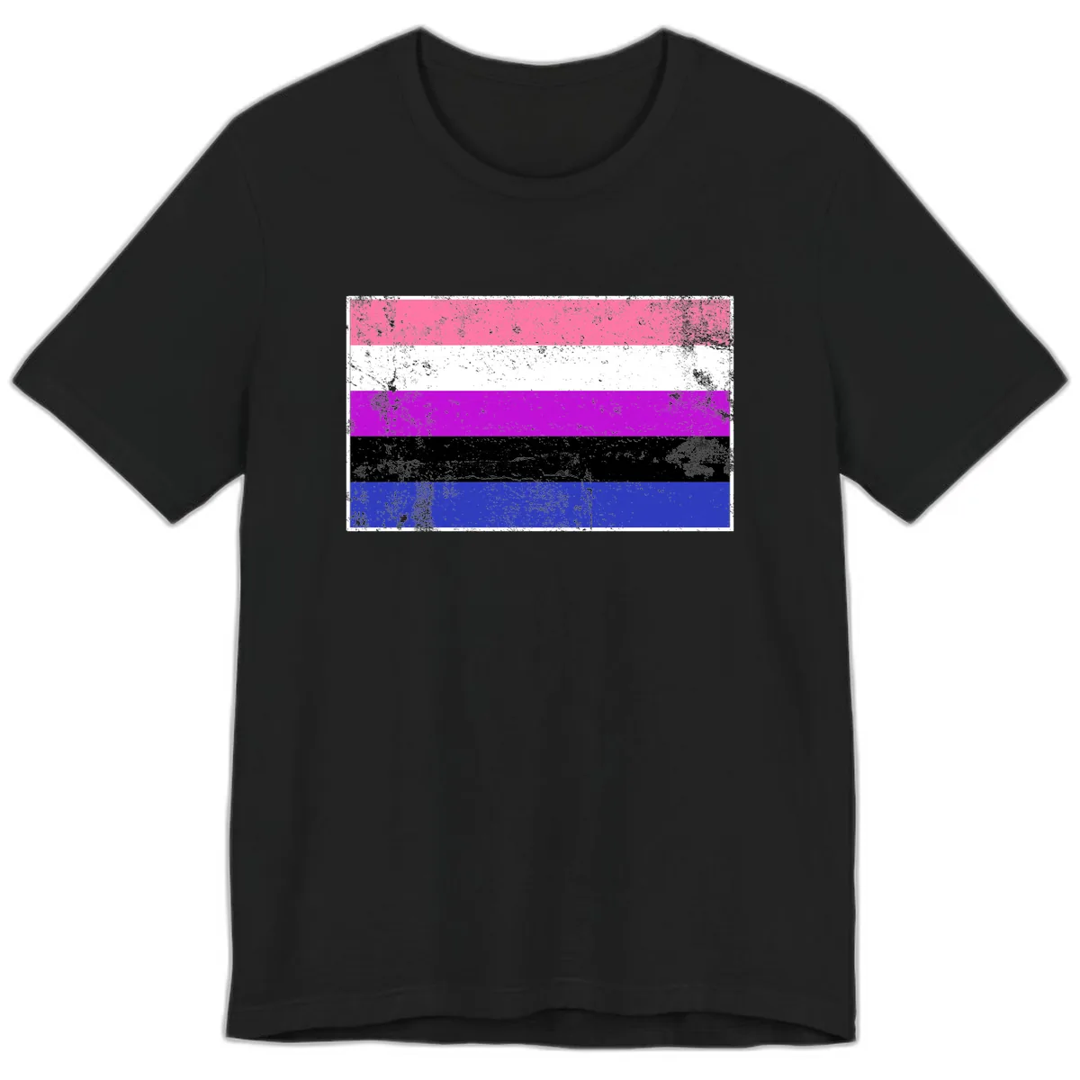 Genderqueer Pride Flag Grunge Premium T-Shirt in Black