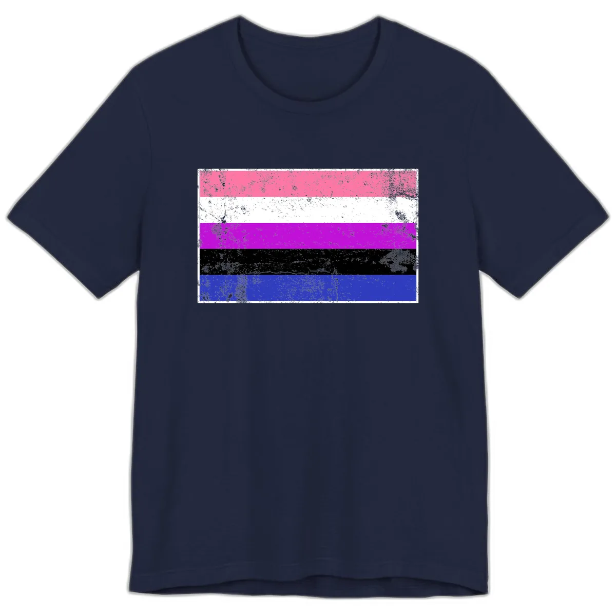 Genderqueer Pride Flag Grunge Premium T-Shirt in Navy