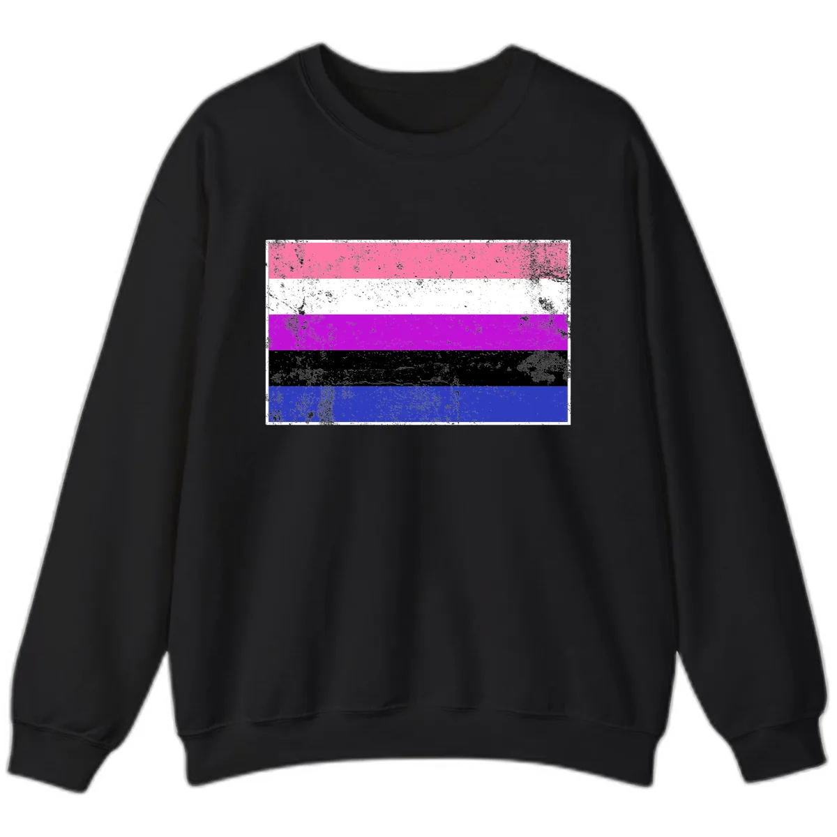 Genderqueer Pride Flag Grunge Sweatshirt in Black
