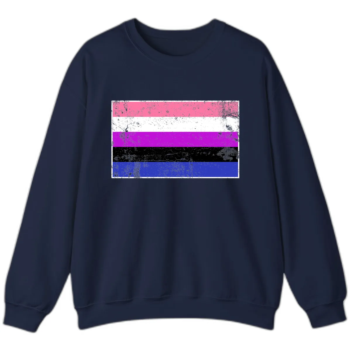 Genderqueer Pride Flag Grunge Sweatshirt in Navy