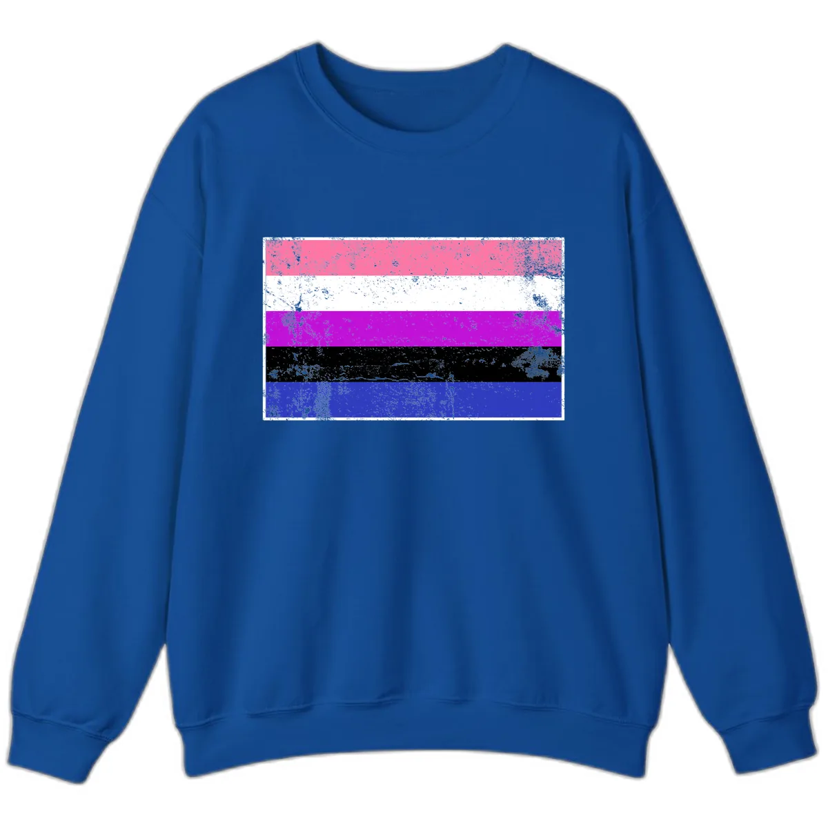 Genderqueer Pride Flag Grunge Sweatshirt in Royal