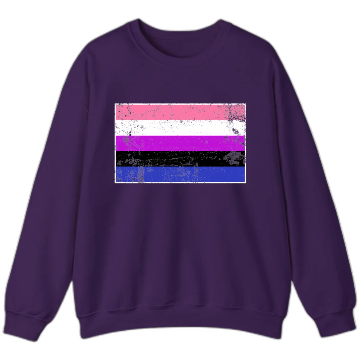 Genderqueer Pride Flag Grunge Sweatshirt in Purple