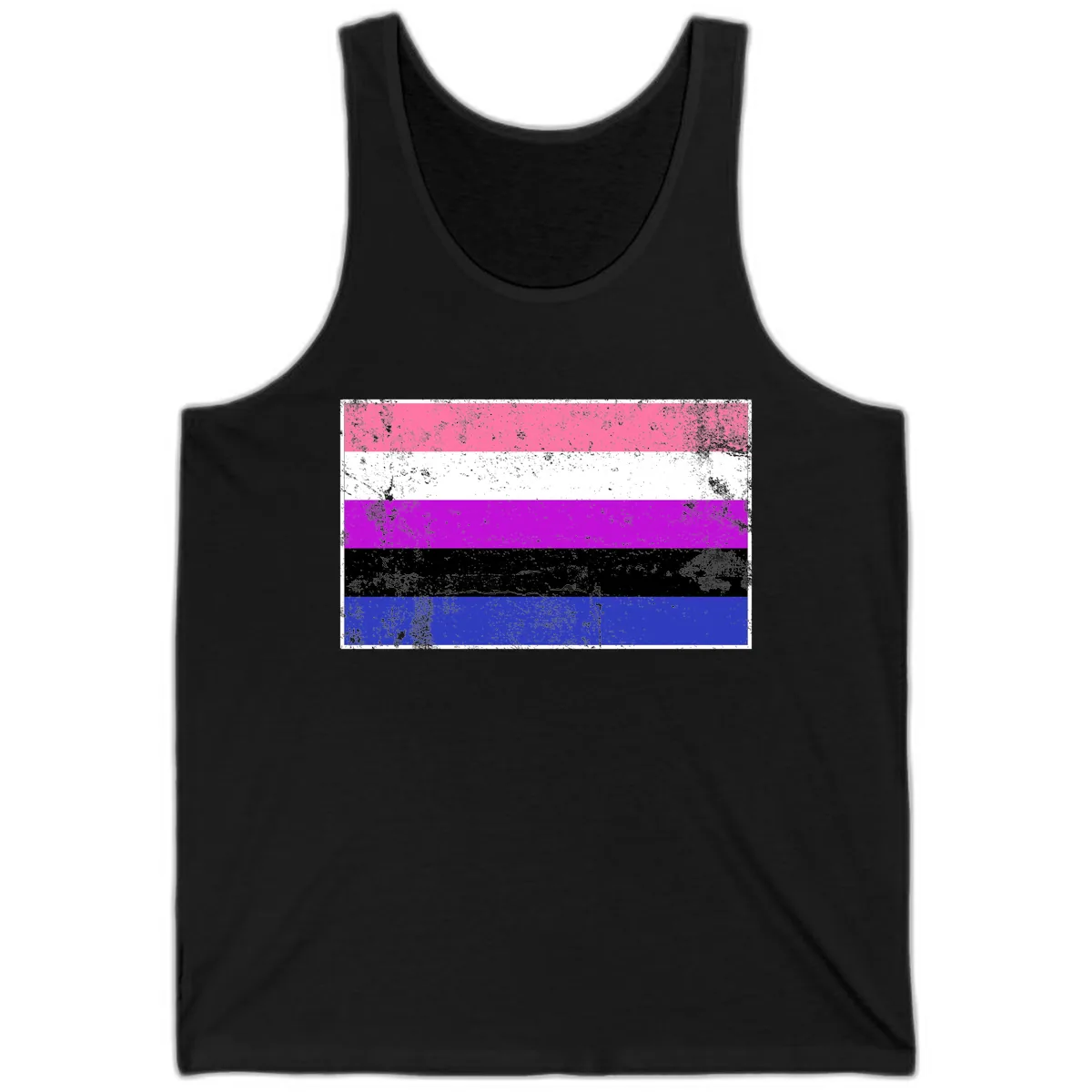 Genderqueer Pride Flag Grunge Tank in Black