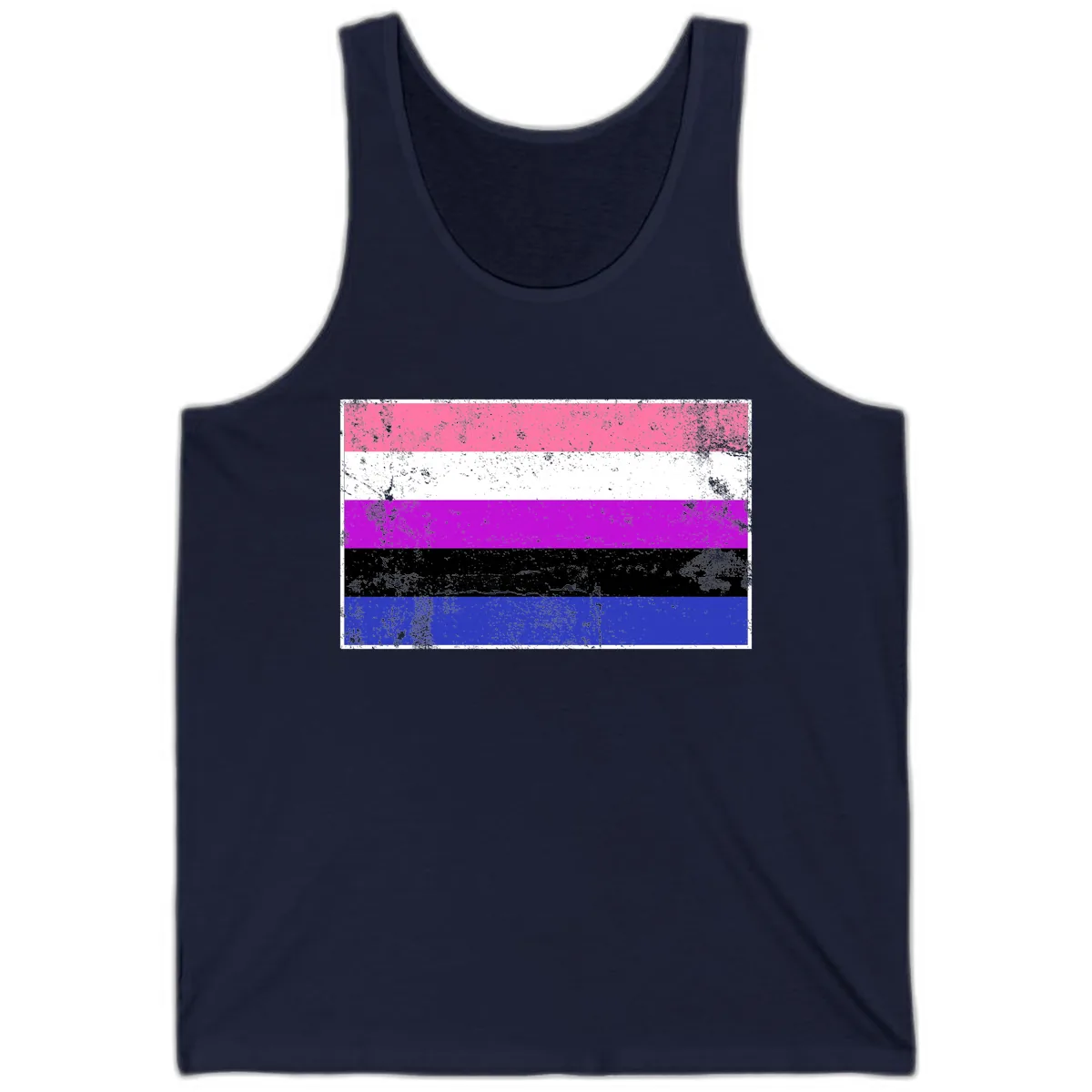 Genderqueer Pride Flag Grunge Tank in Navy
