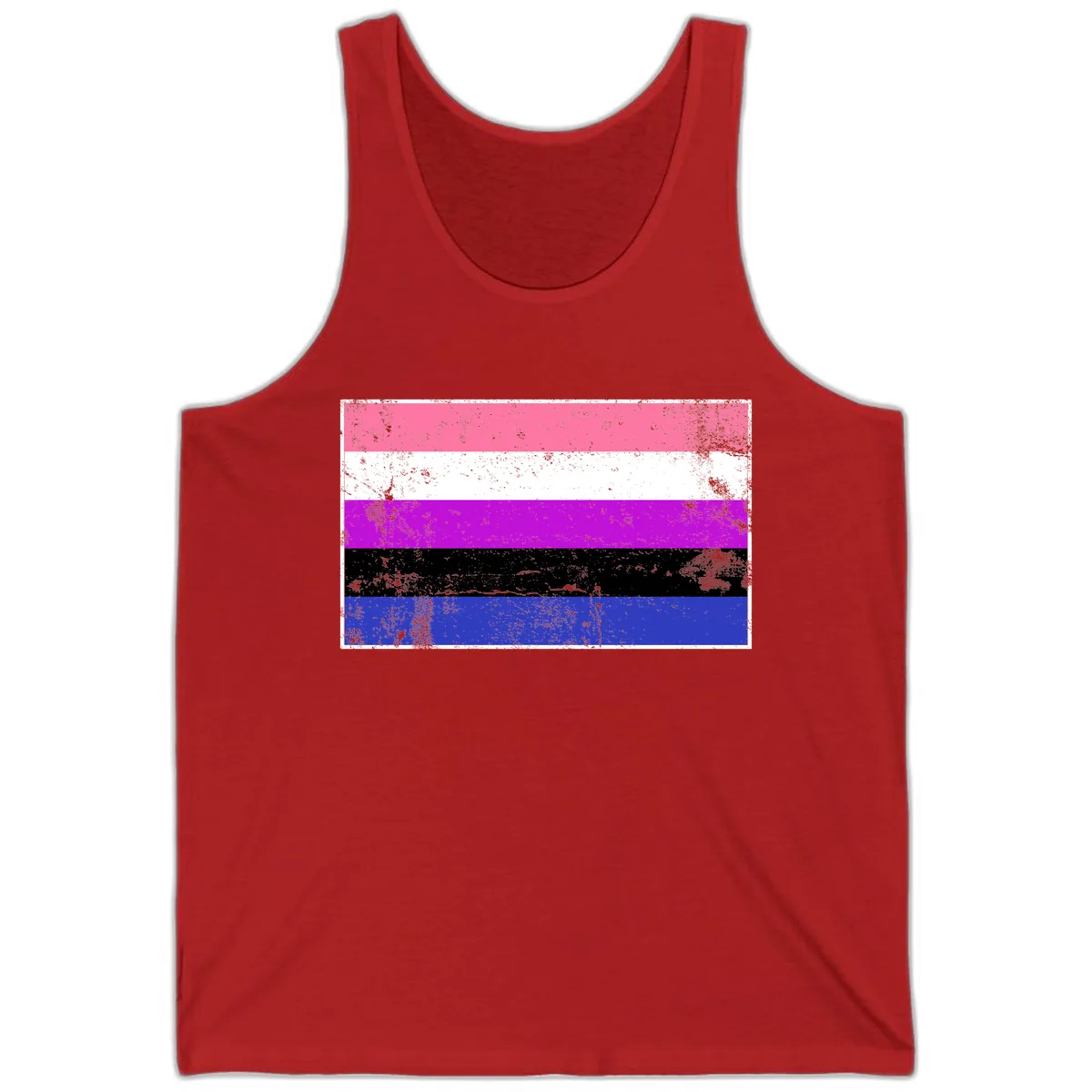 Genderqueer Pride Flag Grunge Tank in Red