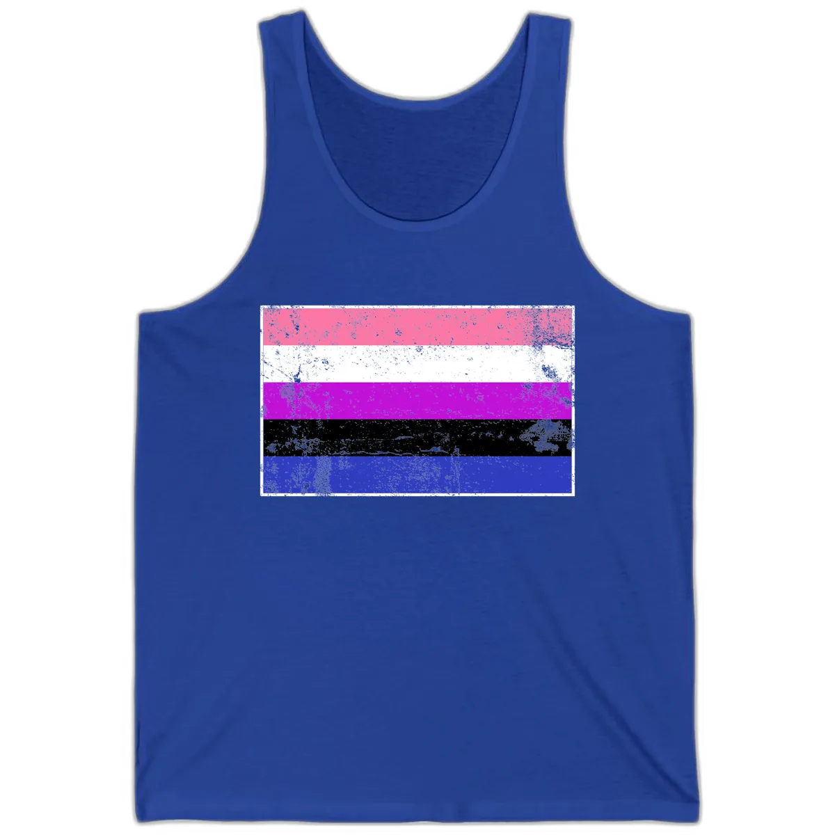 Genderqueer Pride Flag Grunge Tank in True Royal