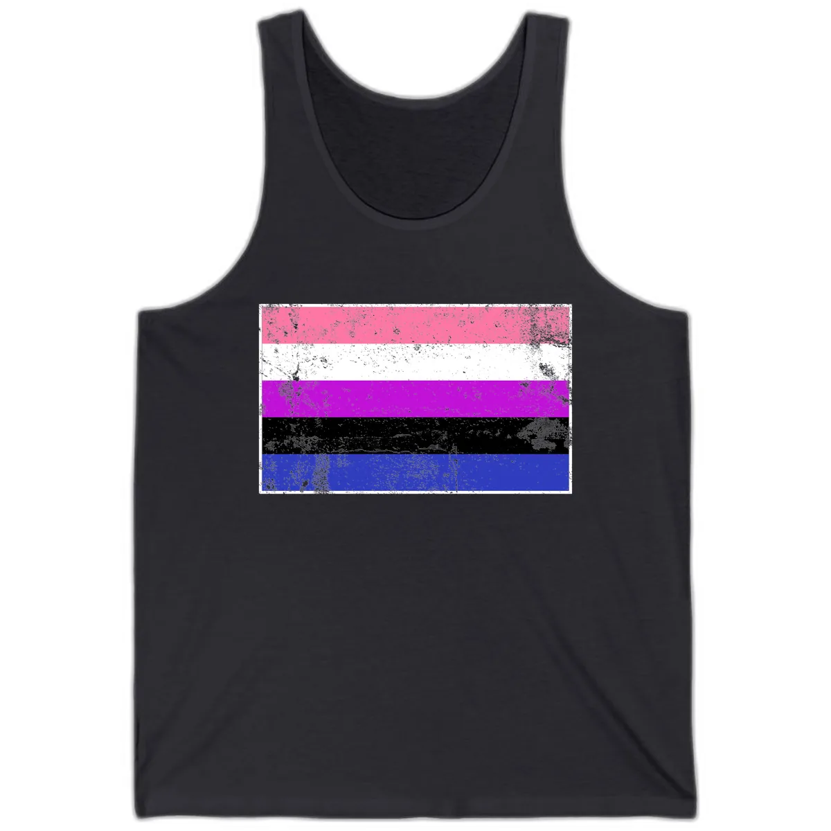 Genderqueer Pride Flag Grunge Tank in Dark Grey