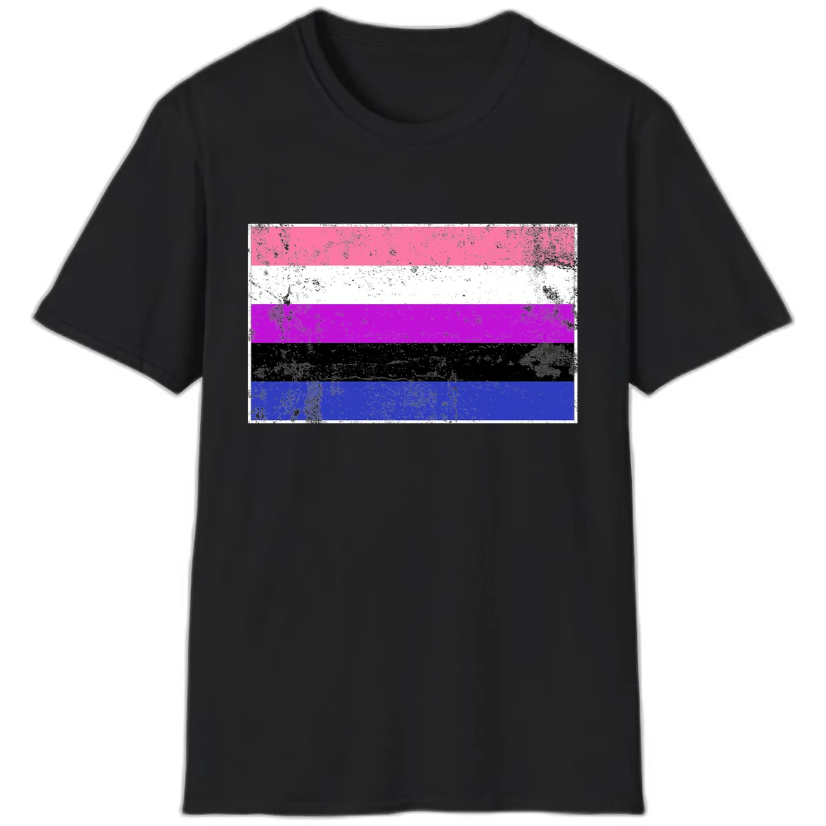 Genderqueer Pride Flag Grunge T-Shirt in Black