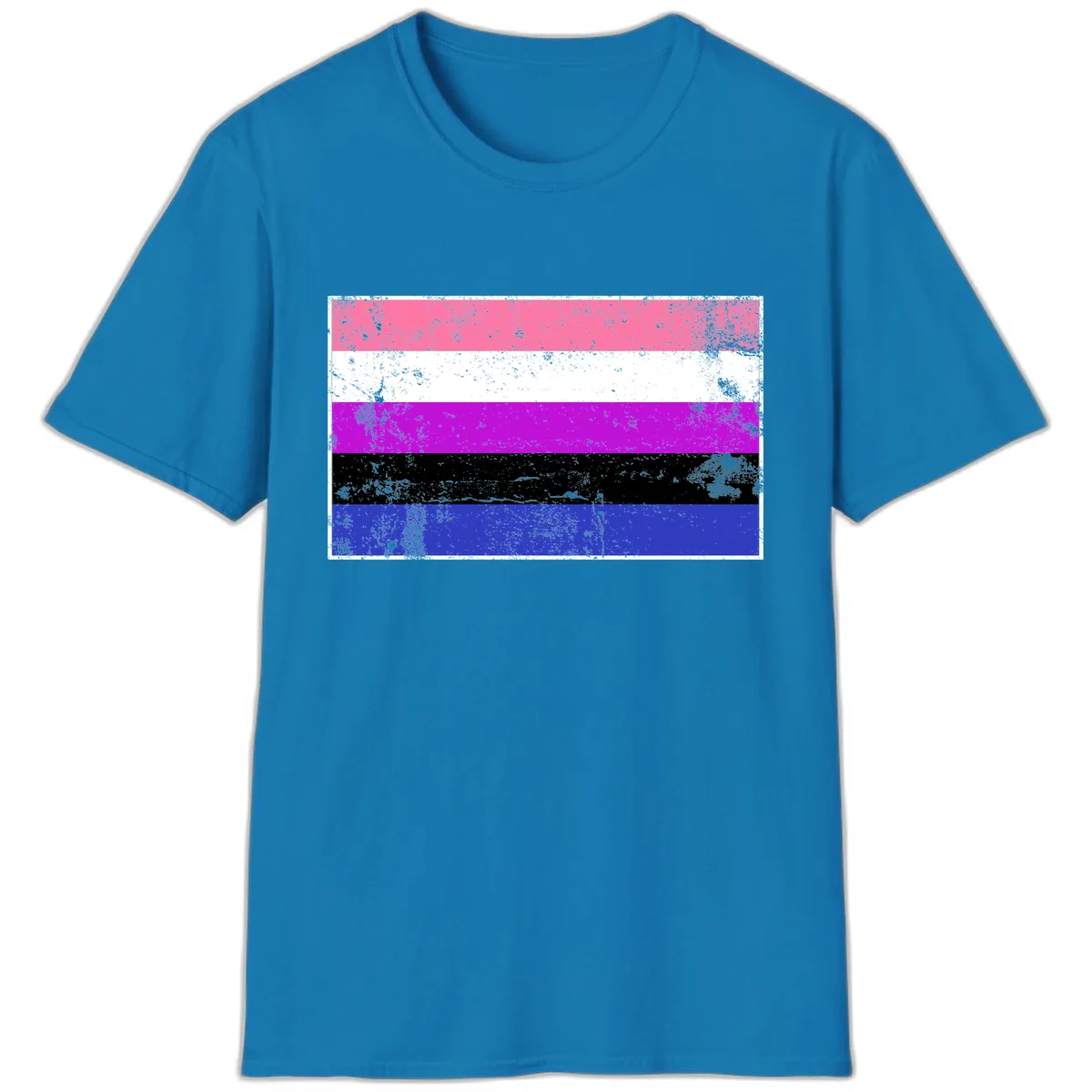 Genderqueer Pride Flag Grunge T-Shirt in Sapphire