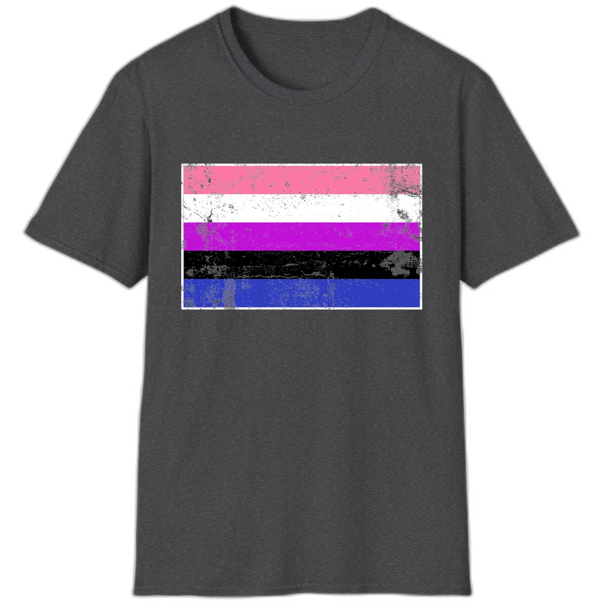 Genderqueer Pride Flag Grunge T-Shirt in Dark Heather