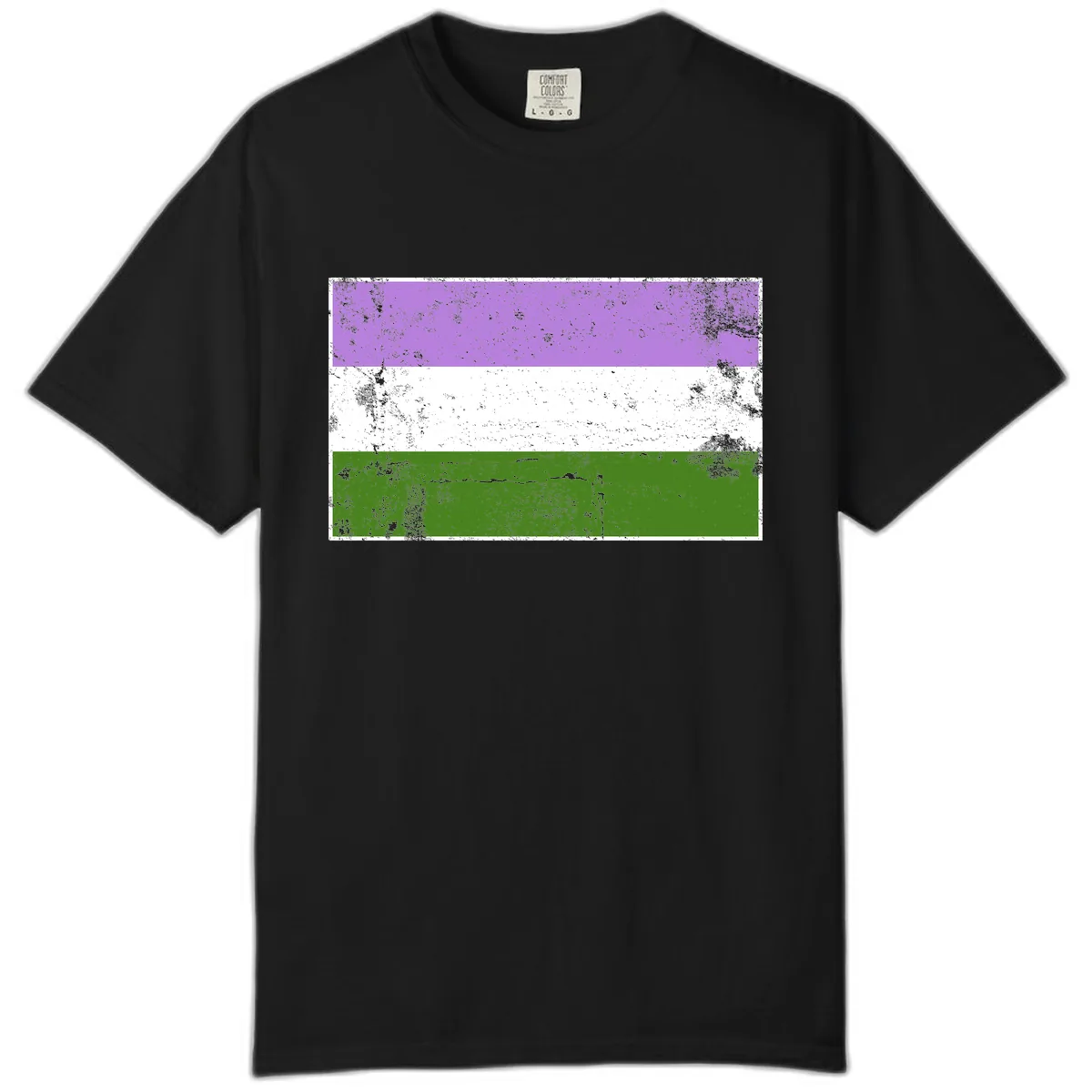 Genderqueer Pride Flag Distressed Comfort Color in Black