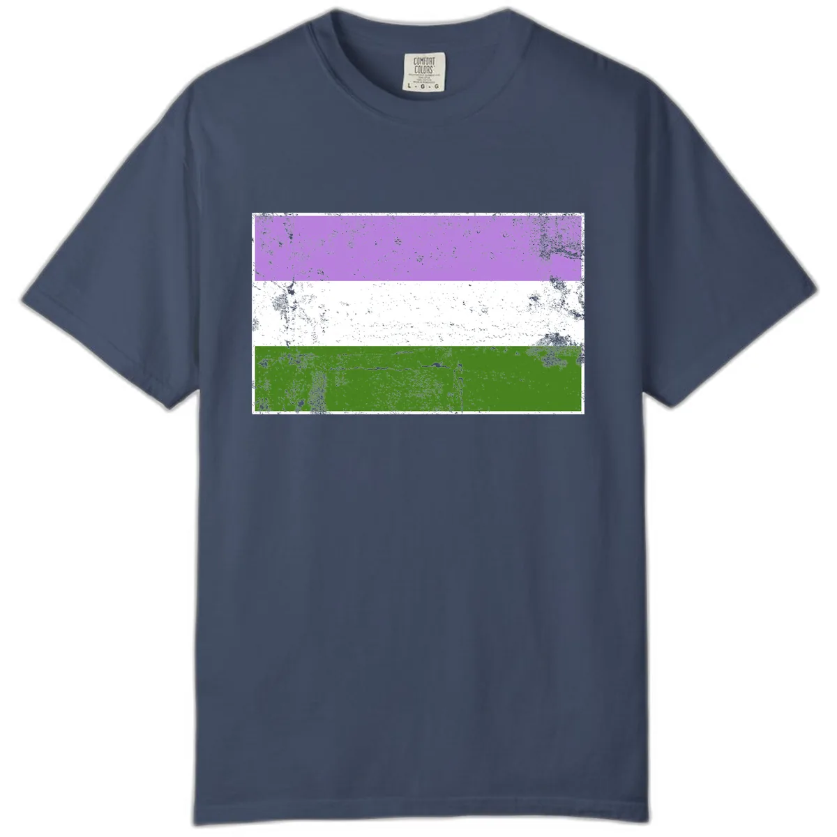 Genderqueer Pride Flag Distressed Comfort Color in Midnight