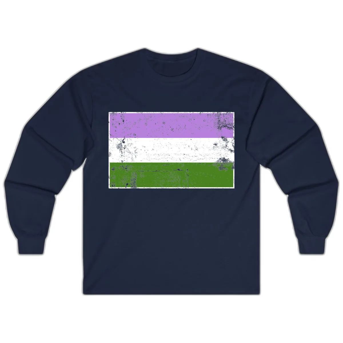 Genderqueer Pride Flag Distressed Long Sleeve in Navy