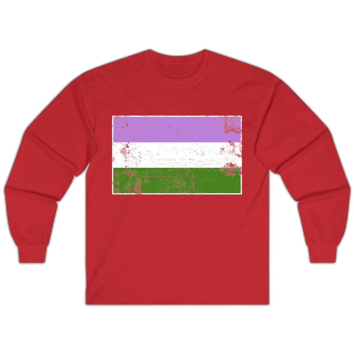 Genderqueer Pride Flag Distressed Long Sleeve in Red