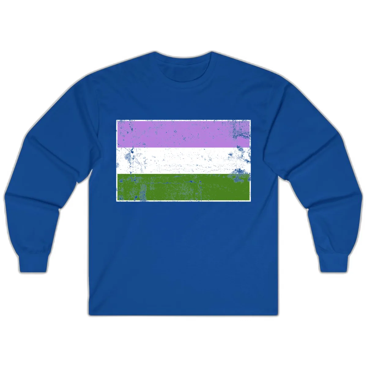 Genderqueer Pride Flag Distressed Long Sleeve in Royal