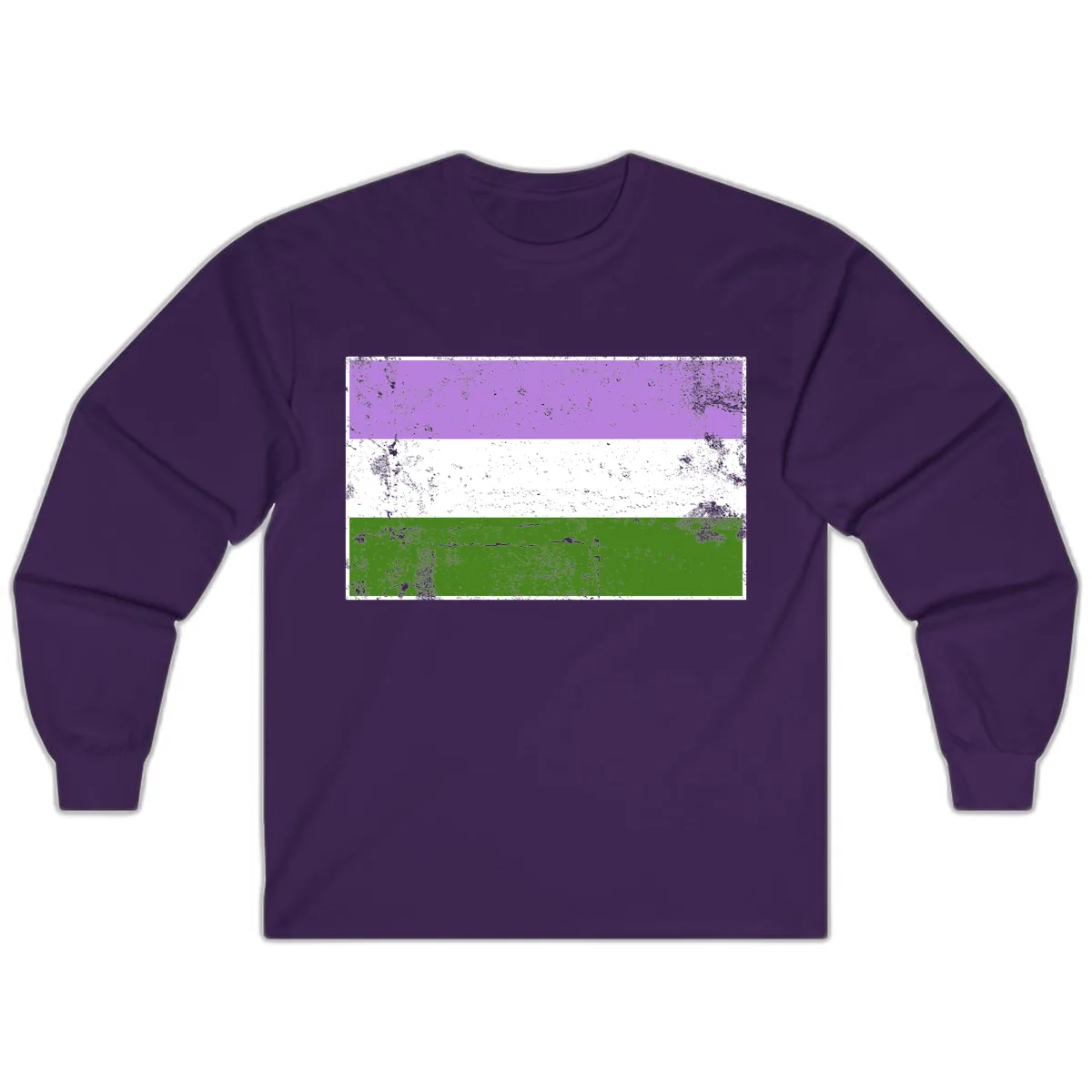 Genderqueer Pride Flag Distressed Long Sleeve in Purple