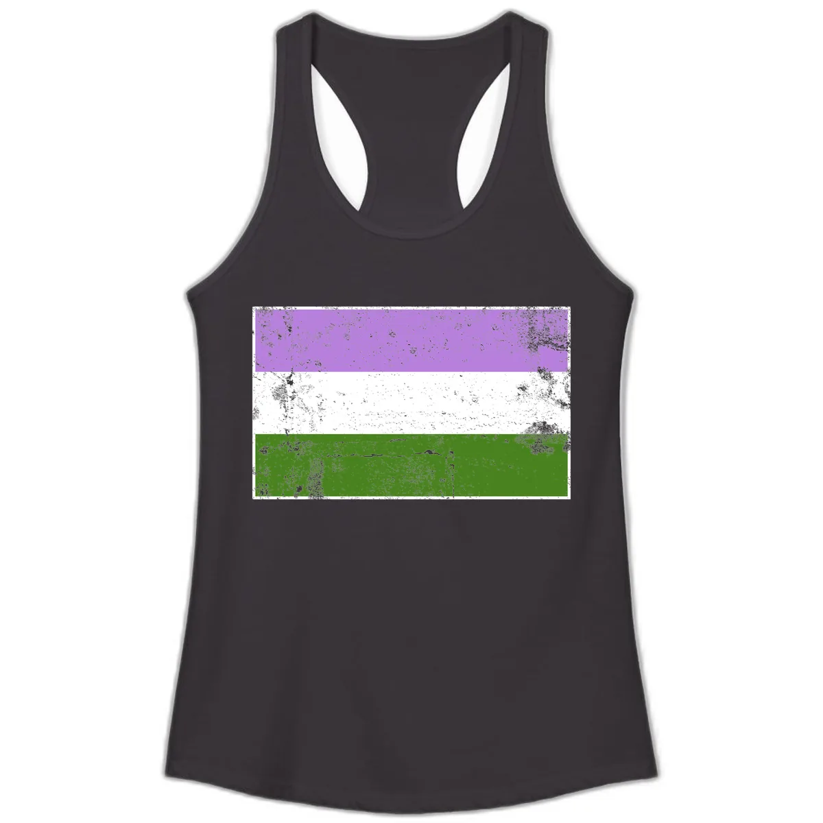 Genderqueer Pride Flag Distressed Ladies Tank in Black