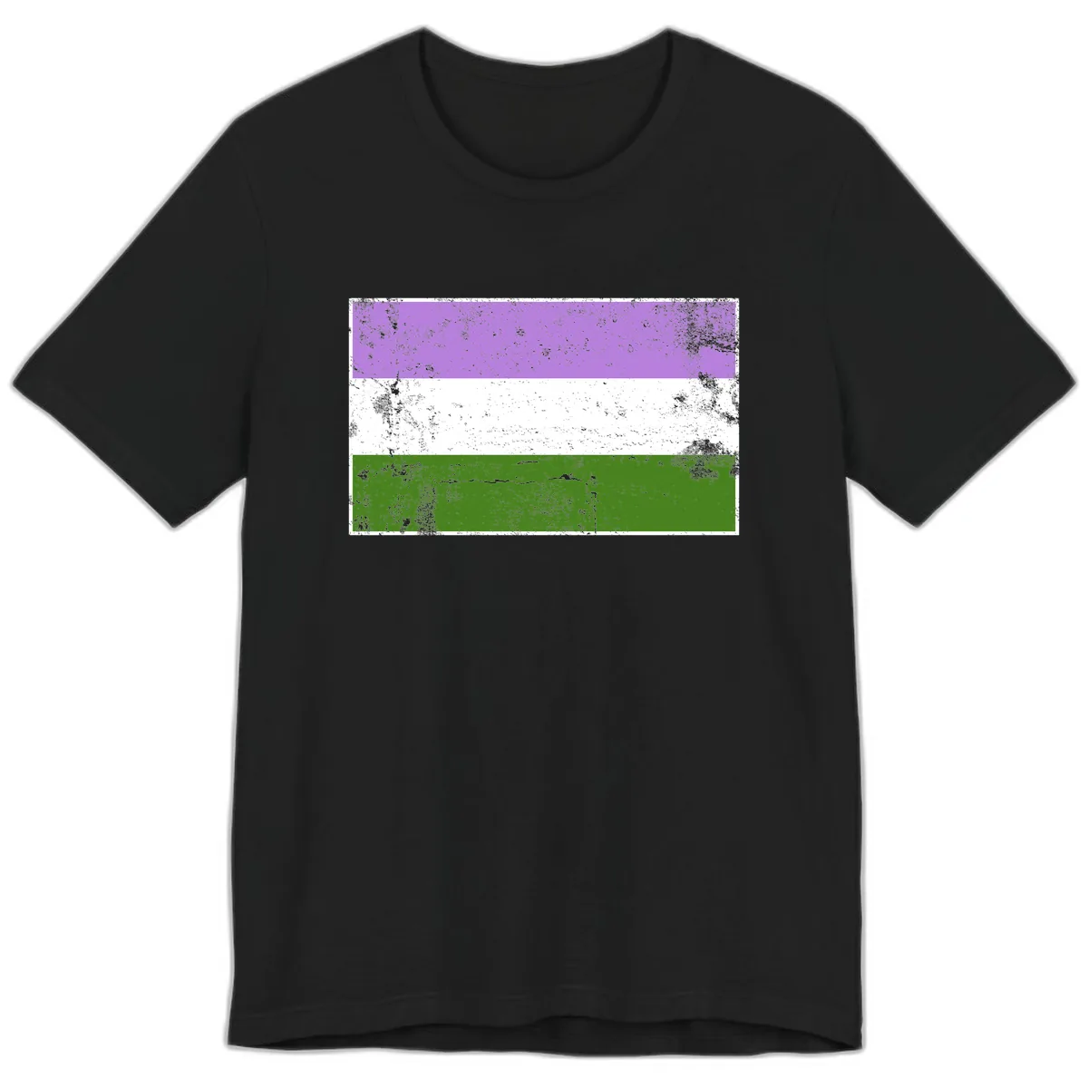 Genderqueer Pride Flag Distressed Premium T-Shirt in Black