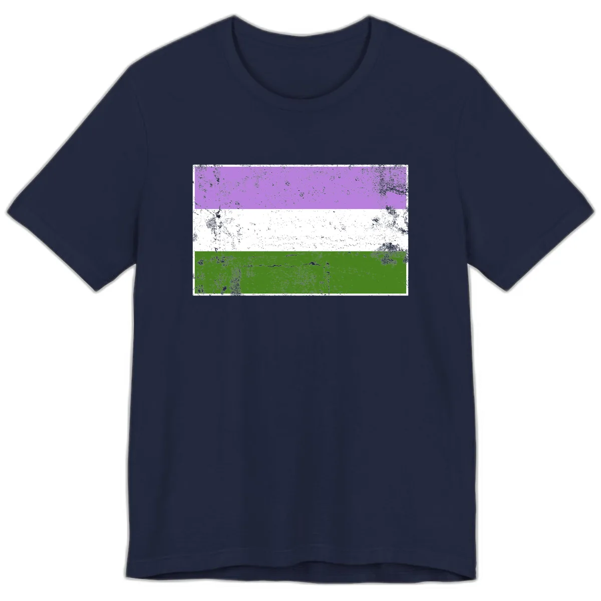 Genderqueer Pride Flag Distressed Premium T-Shirt in Navy