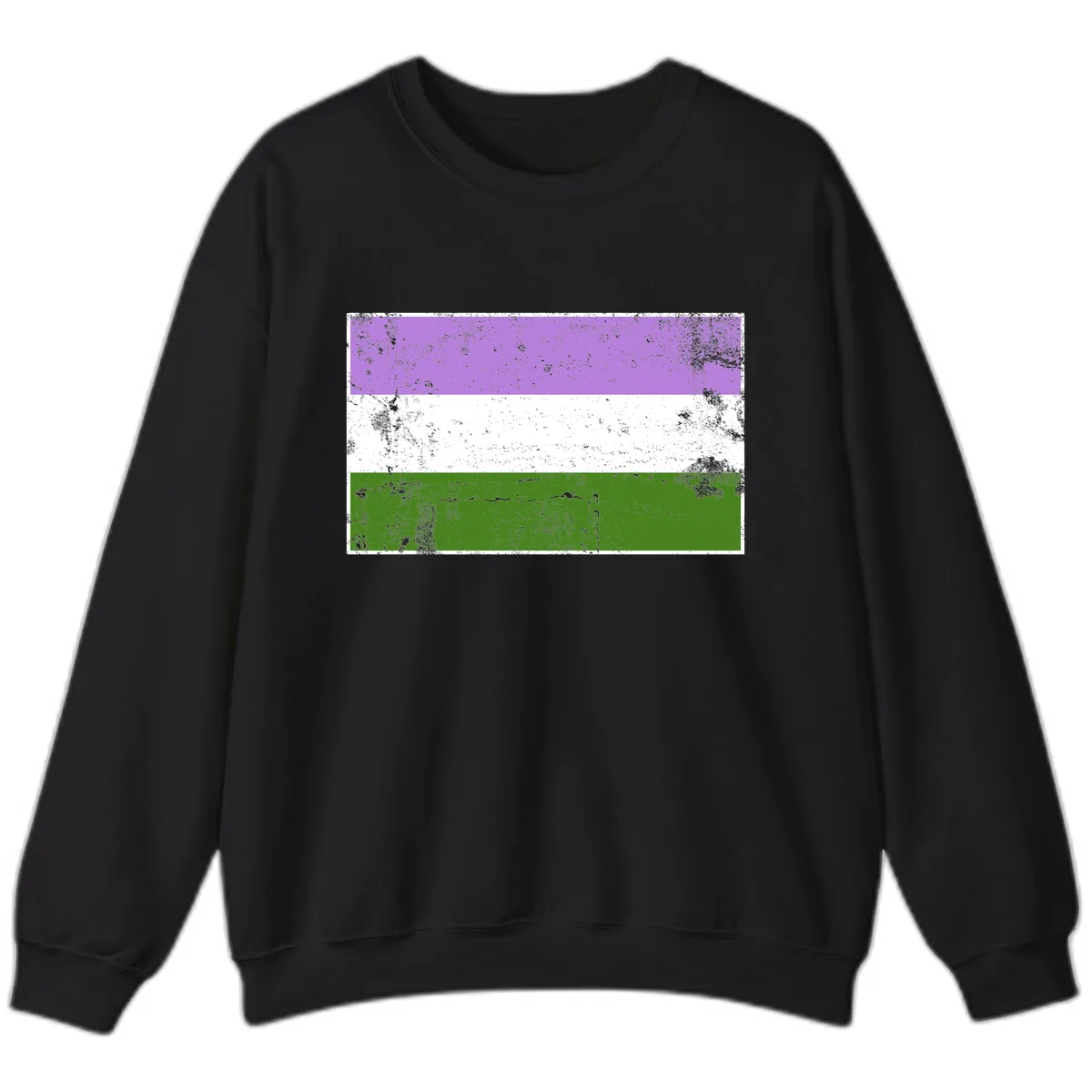 Genderqueer Pride Flag Distressed Sweatshirt in Black