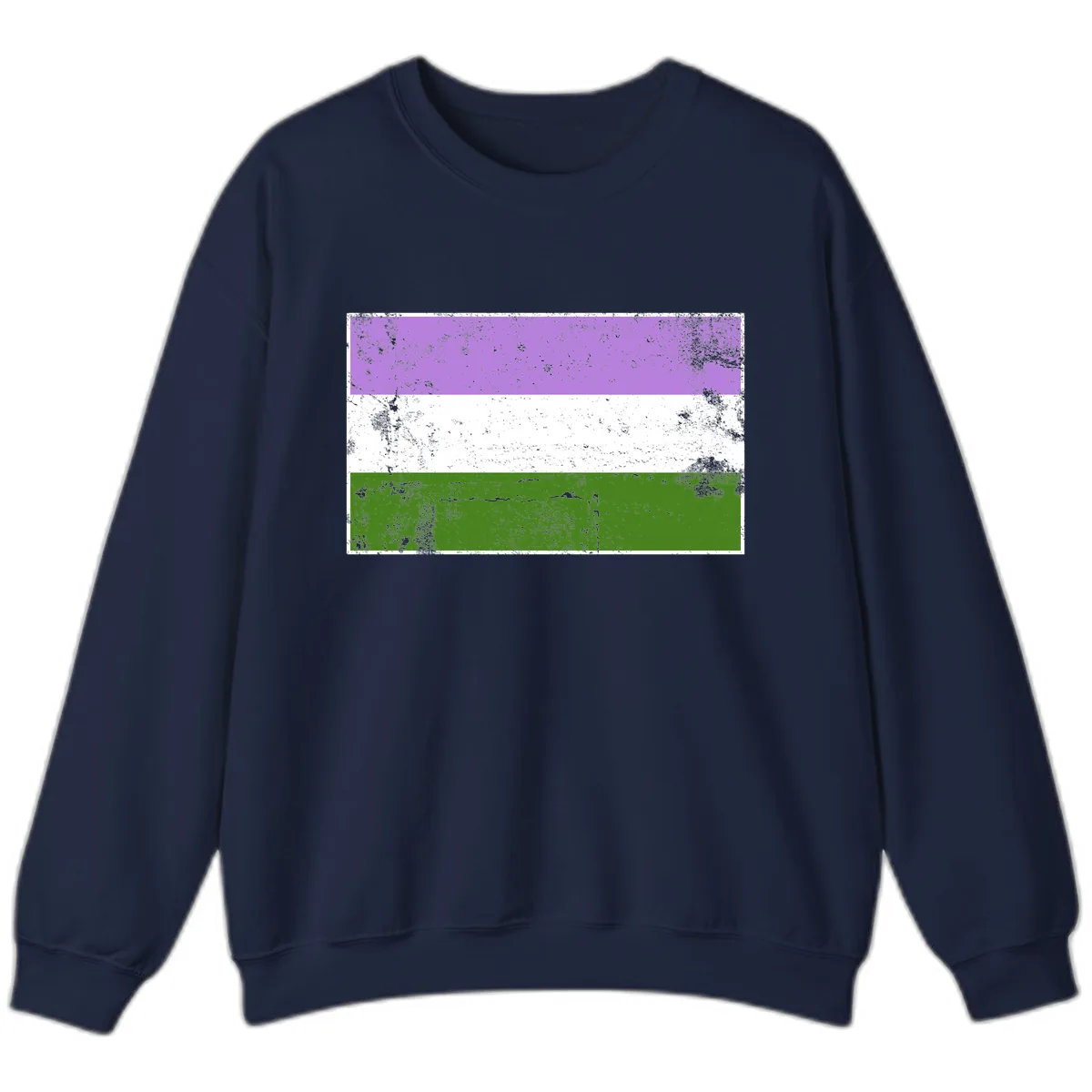 Genderqueer Pride Flag Distressed Sweatshirt in Navy