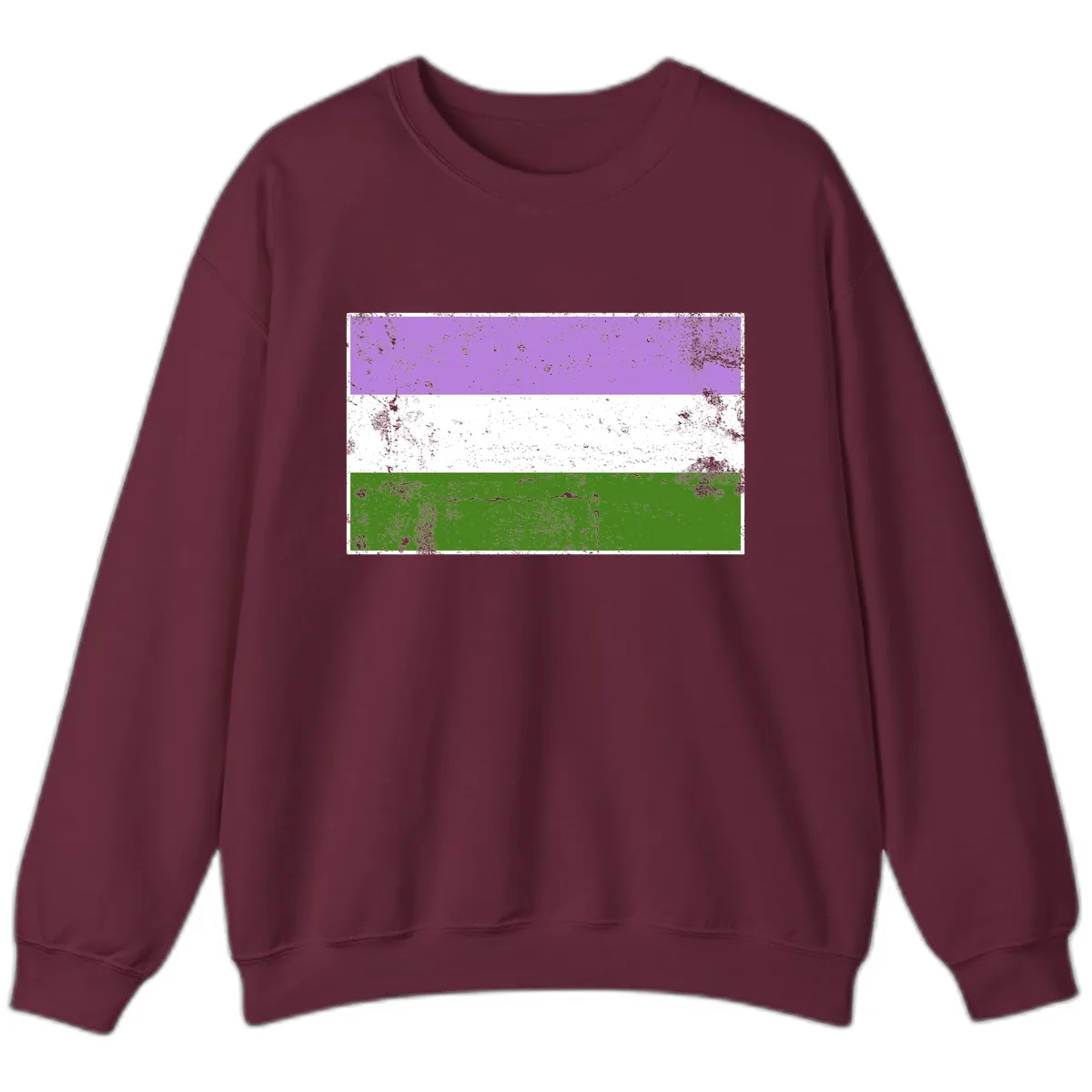 Genderqueer Pride Flag Distressed Sweatshirt in Maroon