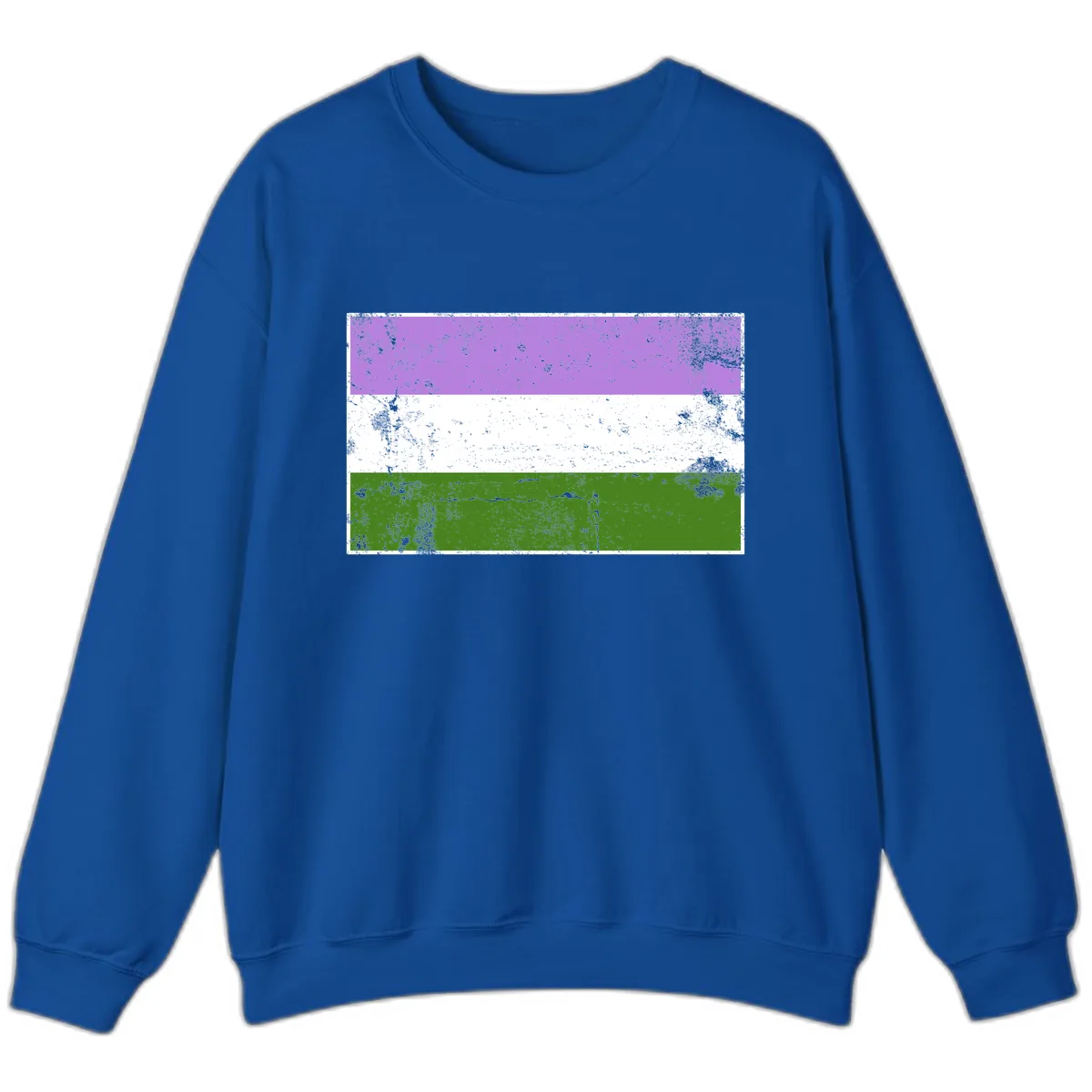 Genderqueer Pride Flag Distressed Sweatshirt in Royal