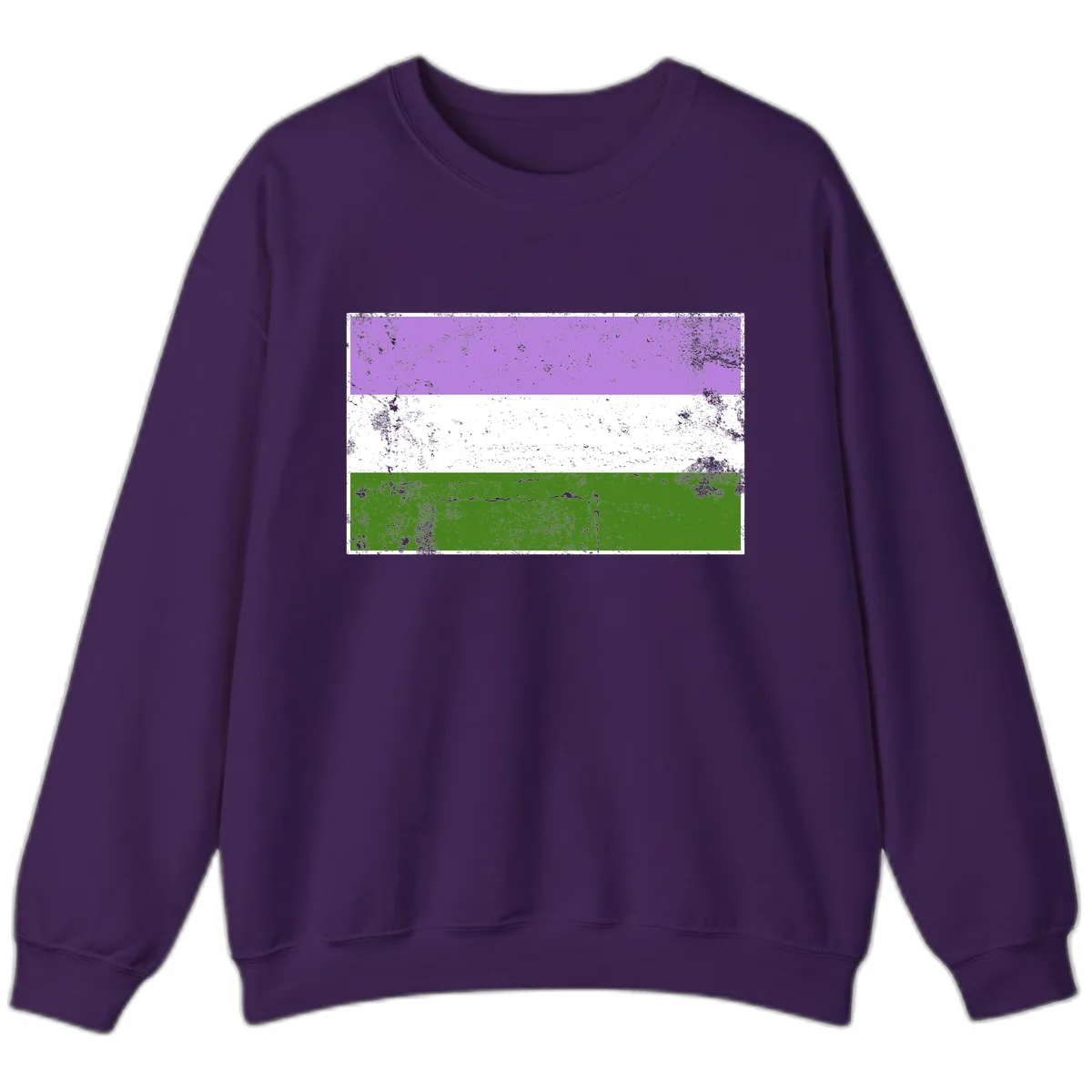 Genderqueer Pride Flag Distressed Sweatshirt in Purple