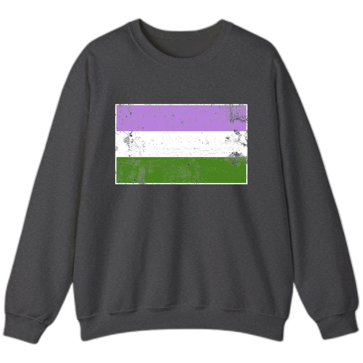 Genderqueer Pride Flag Distressed Sweatshirt in Dark Heather