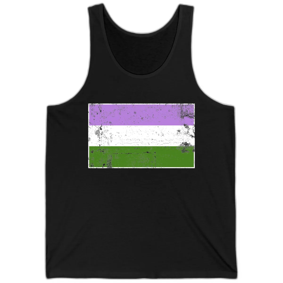 Genderqueer Pride Flag Distressed Tank in Black