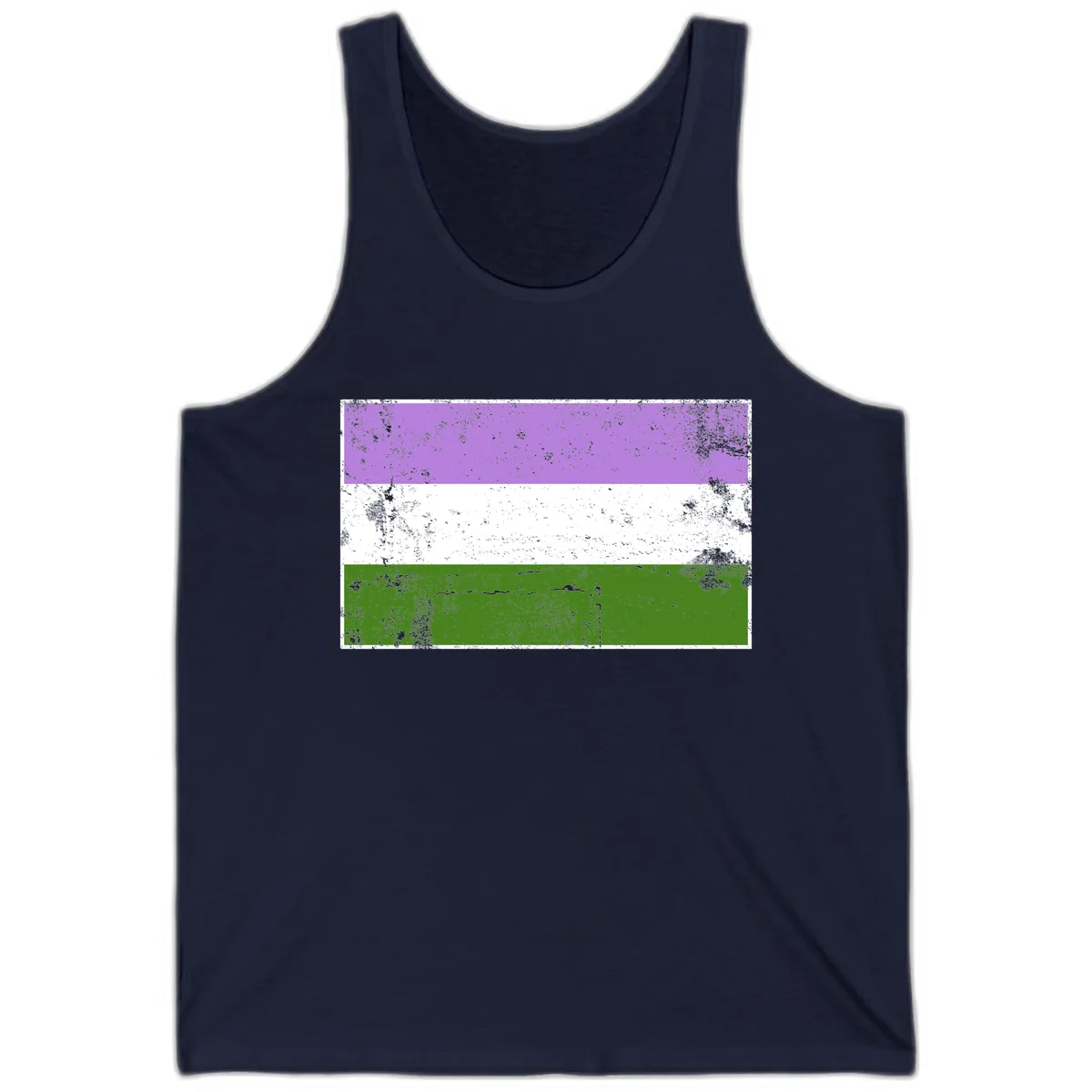 Genderqueer Pride Flag Distressed Tank in Navy