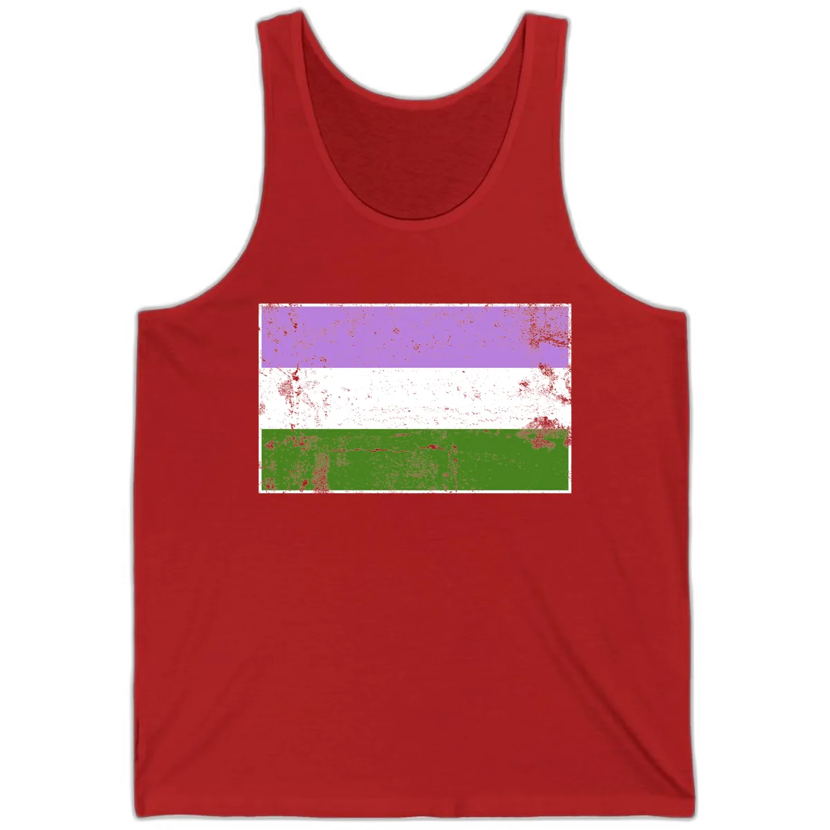 Genderqueer Pride Flag Distressed Tank in Red