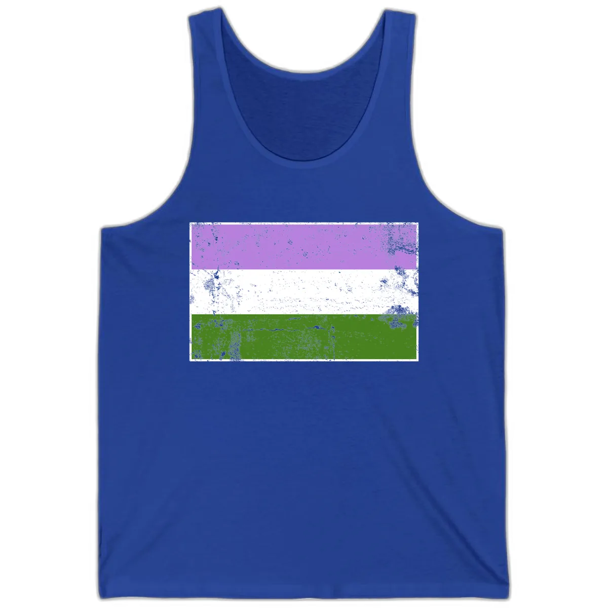 Genderqueer Pride Flag Distressed Tank in True Royal