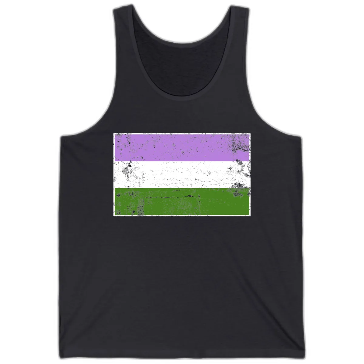 Genderqueer Pride Flag Distressed Tank in Dark Grey