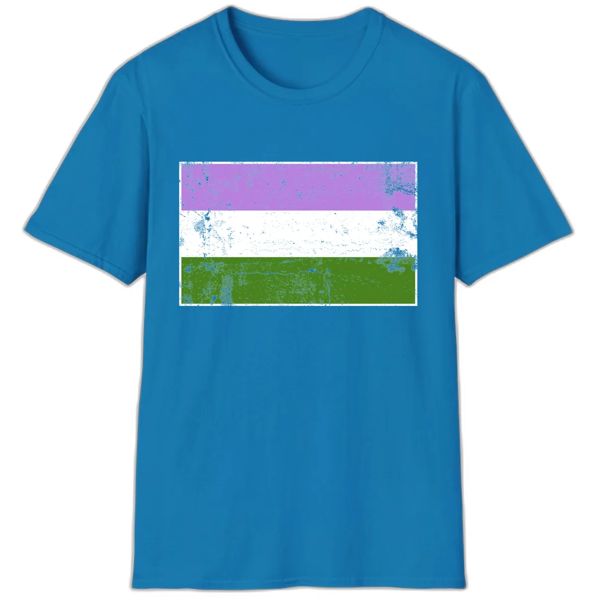 Genderqueer Pride Flag Distressed T-Shirt in Sapphire