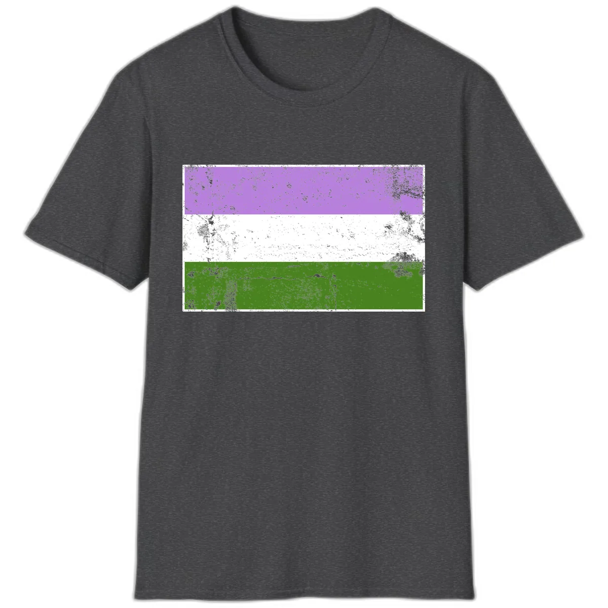 Genderqueer Pride Flag Distressed T-Shirt in Dark Heather