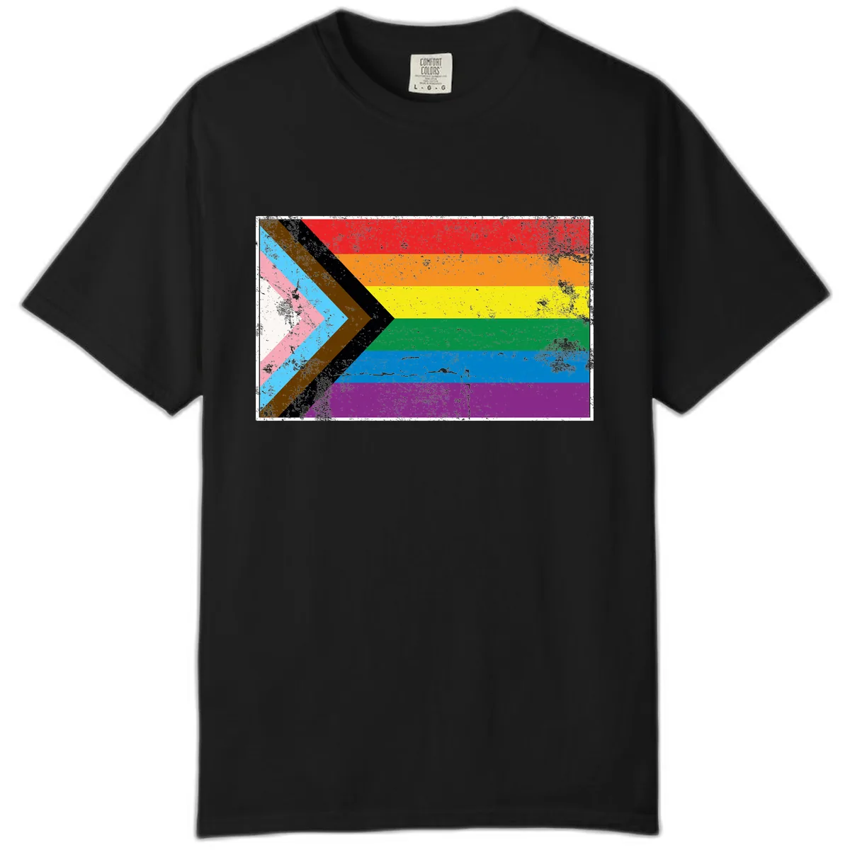 Progress Pride Flag Intersectional Design Comfort Color in Black