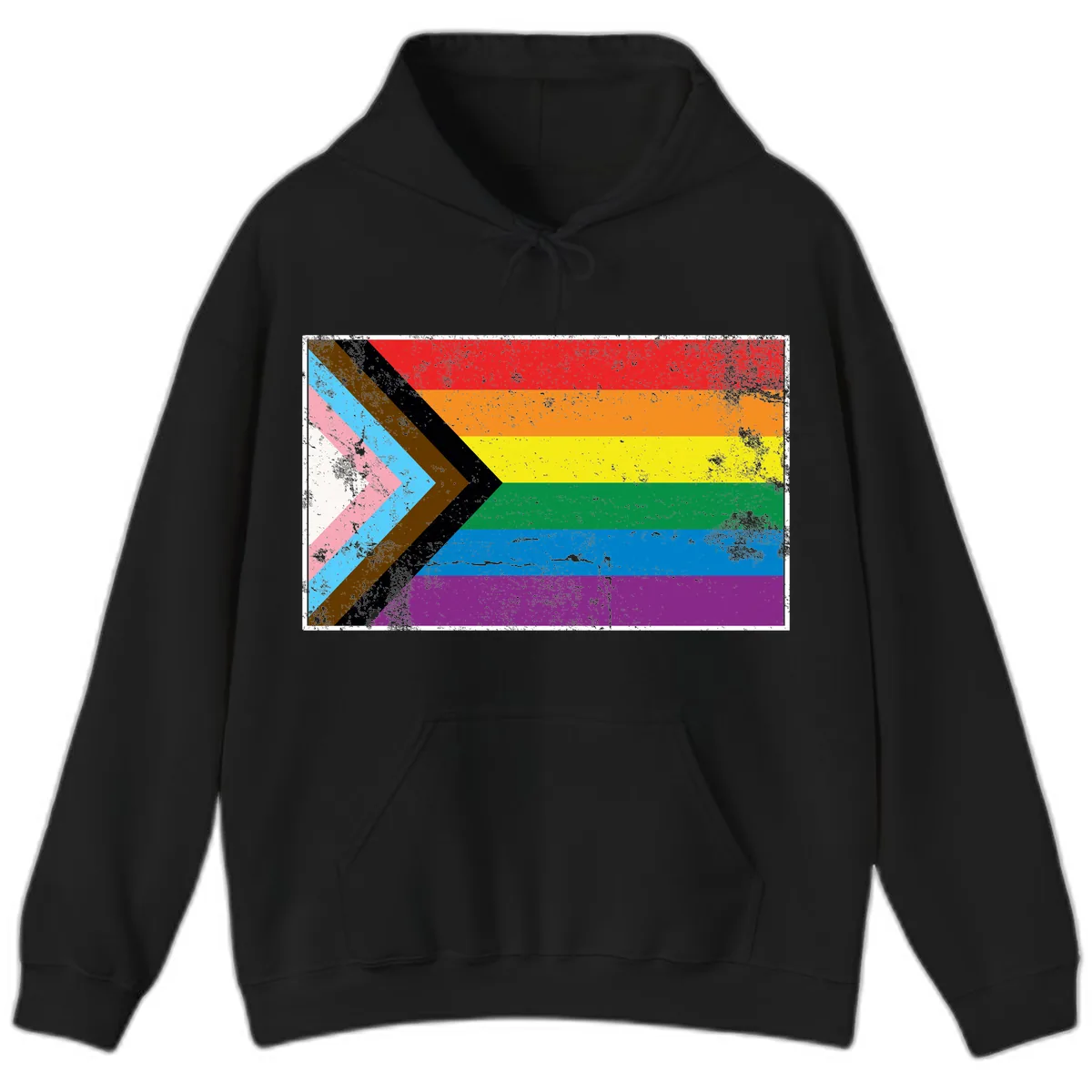 Progress Pride Flag Intersectional Design Hoodie in Black