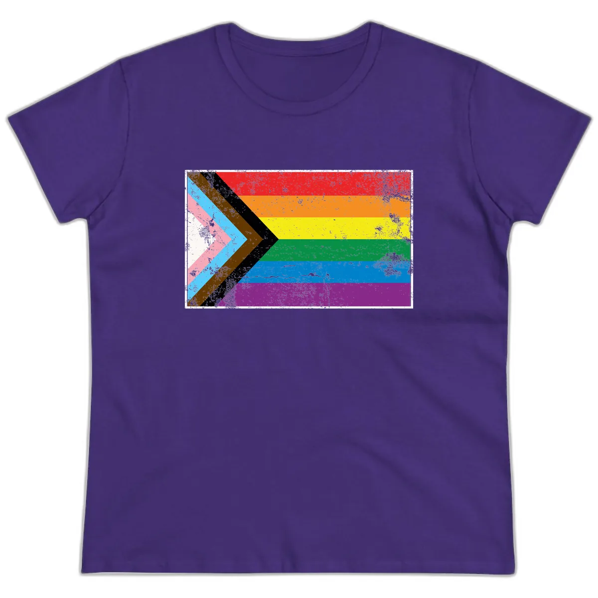 Progress Pride Flag Intersectional Design Ladies Tee in Purple