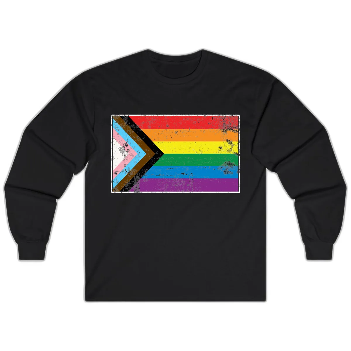 Progress Pride Flag Intersectional Design Long Sleeve in Black