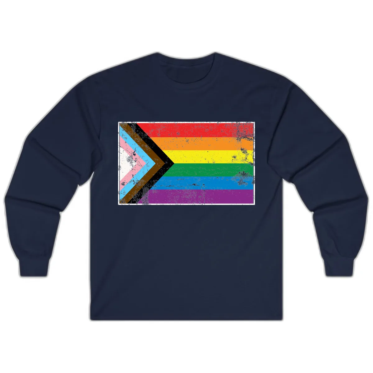 Progress Pride Flag Intersectional Design Long Sleeve in Navy